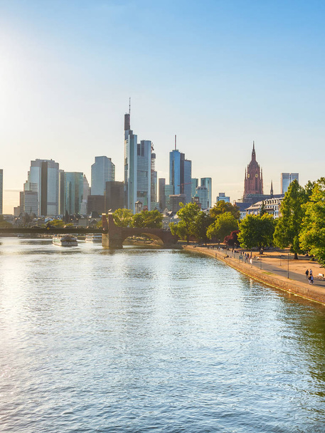 Modern city skyline, Main river , Frankfurt Germany - Фото, изображение