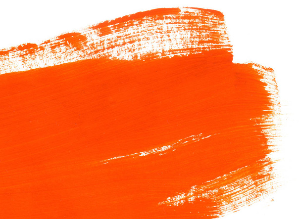 Orange hand drawn paint texture on white background - Photo, Image