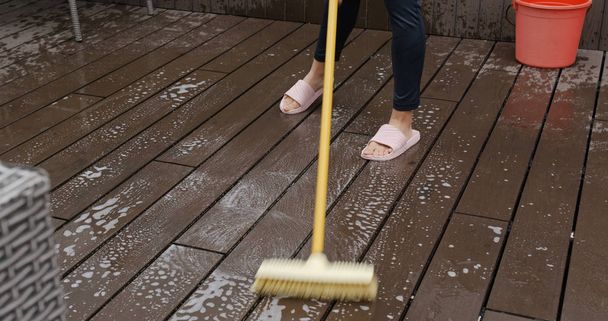 cleaning the house with a mop - Photo, Image