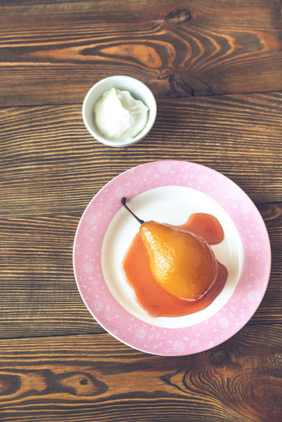 Poached pear with cream cheese - Photo, Image