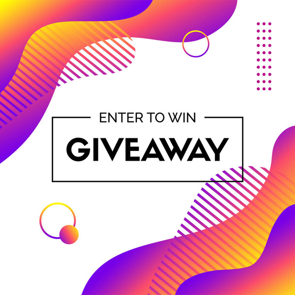 Giveaway. Enter to win. Abstract liquid vector template for social media contest. Fluid colorful trendy background - Vektor, Bild