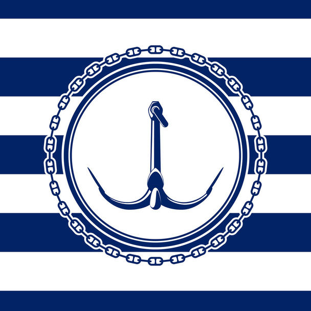 Sea emblem with anchor - Vector, Image