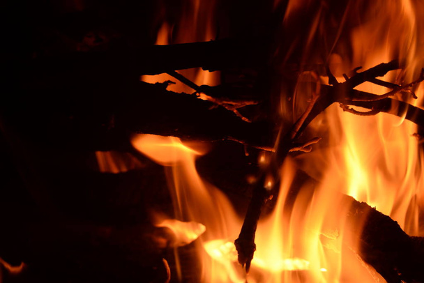 Fire in the fireplace, log fire, Costa Blanca, Spain - Foto, afbeelding