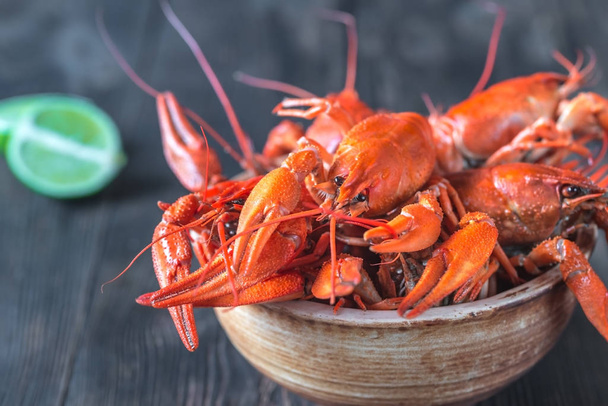 Bowl of boiled crayfish - Fotoğraf, Görsel