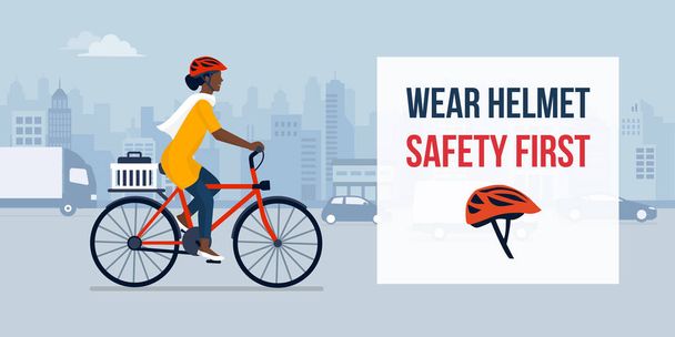Wear helmet for your safety - Vector, Image