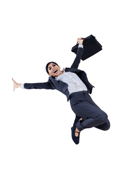 Young asian businesswoman jumping - Foto, Imagen
