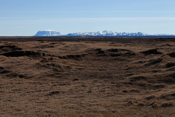 Stony rocky calm deserted spring landscape of Iceland - Fotó, kép