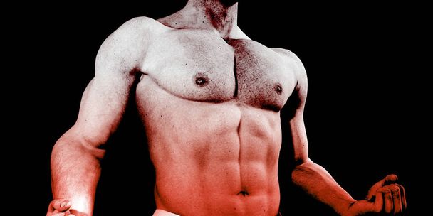 Muscular Torso of a Man on Black as Fitness Concept - Photo, image