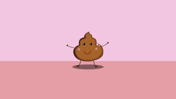 Kawaii. Animated  poop icon design. Video Animation. Japanese style cartoon animation. Funny design. 4K cartoon animation on pink background. - Footage, Video