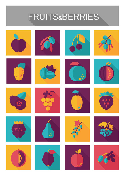 Set of Fruits and Berries icons set. Vector illustration for food apps and websites - Fotó, kép