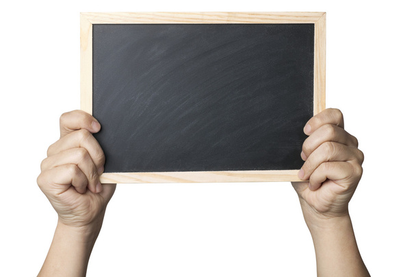 Hands holding a blank blackboard - Foto, Imagem