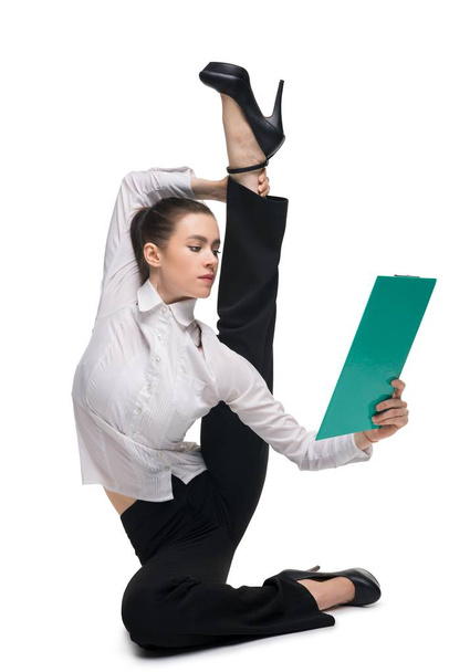 Business woman with office paper pack shot - Φωτογραφία, εικόνα