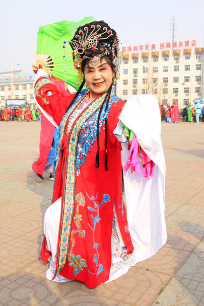 People wear colorful clothes, yangko dance performances in the s - Photo, Image