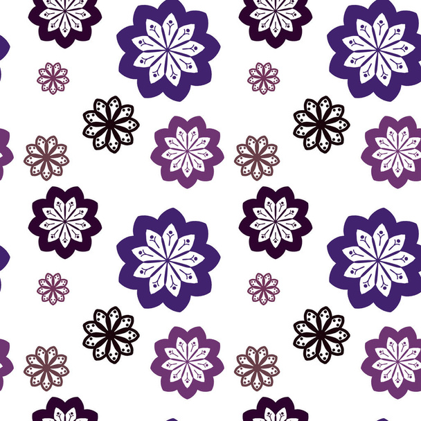 nahtloses Rapportmuster mit violetten Blüten auf weißem Grund - Foto, Bild