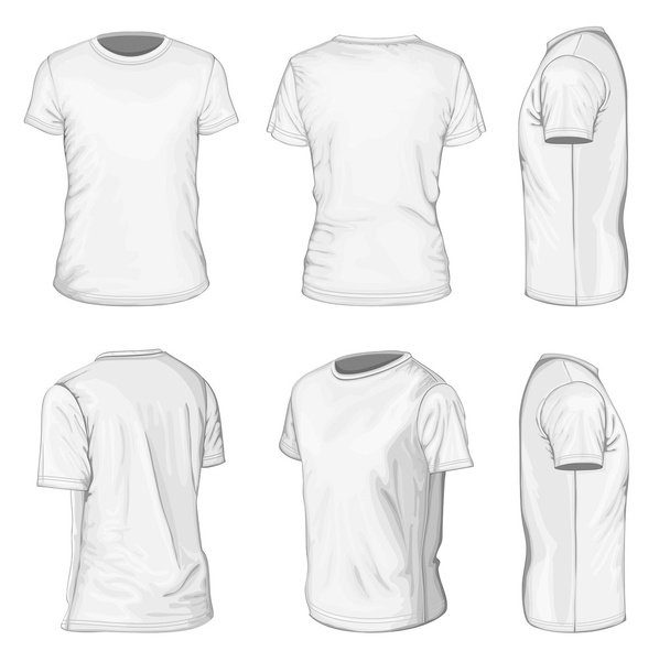 Men's white short sleeve t-shirt design templates - Вектор,изображение