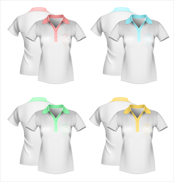 Шаблон женской футболки с поло
 - Вектор,изображение