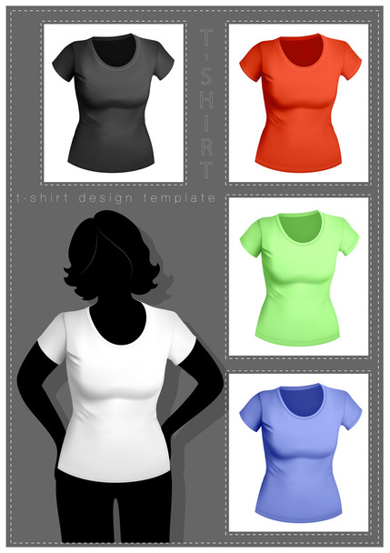 Women's t-shirt template - Vettoriali, immagini