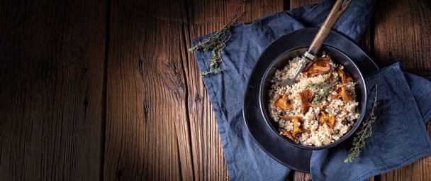 Kaszotto- polish risotto from barley groats with mushrooms - Photo, Image