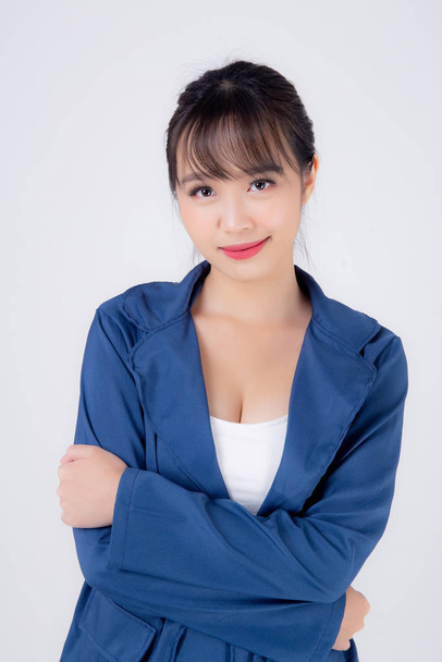 beau portrait jeune entreprise asiatique femme main croix avec co
 - Photo, image