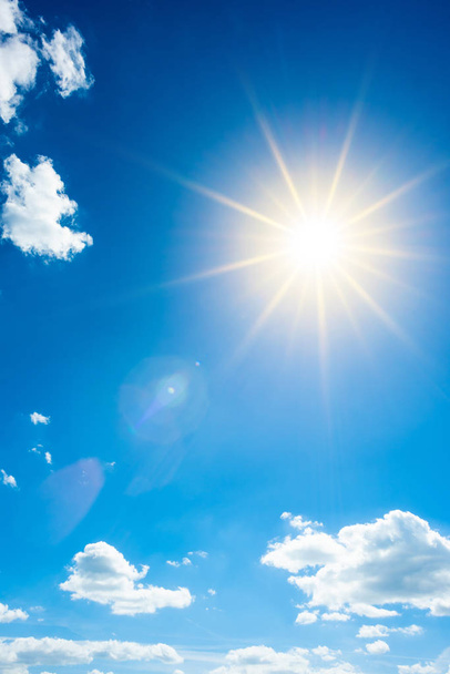 Summer background, wonderful blue sky with bright sun - Fotó, kép