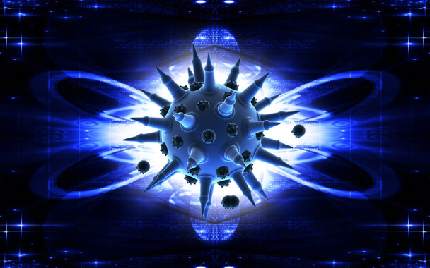 Digital illustration of  Flu virus in colour  background 	 - 写真・画像