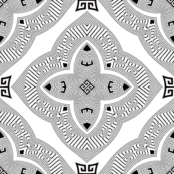 Ornamental vector seamless pattern. Greek key meanders ornate ba - ベクター画像