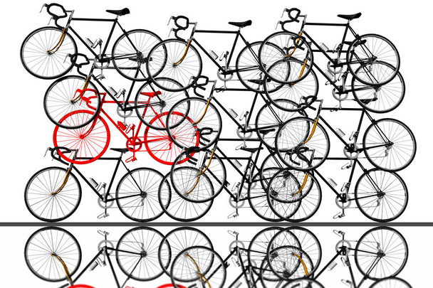 vector illustration of a row of different bicycles - Fotoğraf, Görsel
