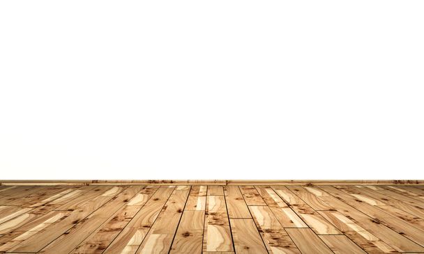 white wall with wooden floor - poplar - Foto, imagen
