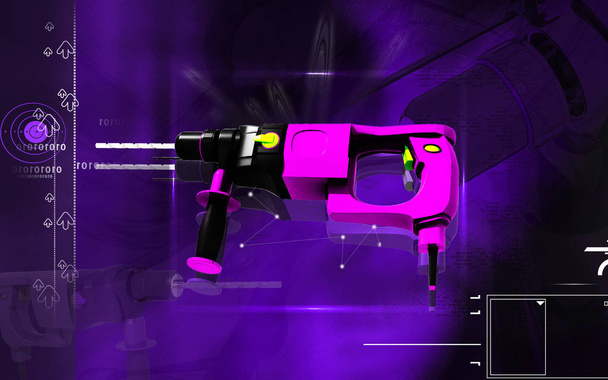 Digital illustration of hammer drill in colour background	 - Foto, immagini