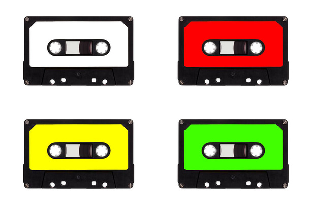 cassettes in a quartet,isolated on white background - Foto, Imagem