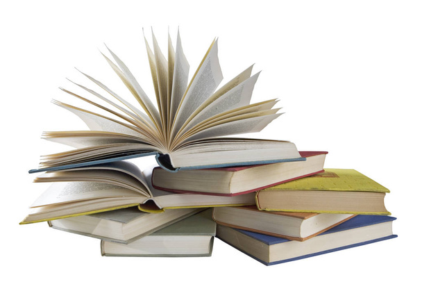 piile of vintage books,isolated on white backgrond,clipping path. - 写真・画像