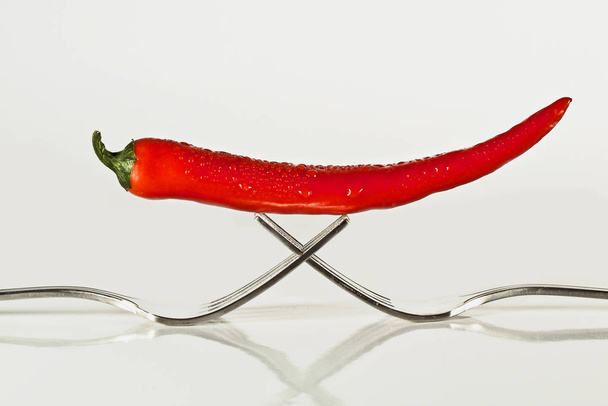 red chili pepper in a glass on a white background - Fotó, kép