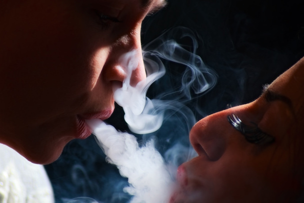 Girls in smoke - Foto, Imagen