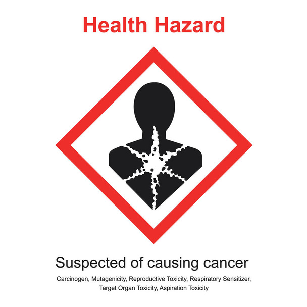 Pictogram mean suspected of causing cancer. Pictogram on product - Vector, Image