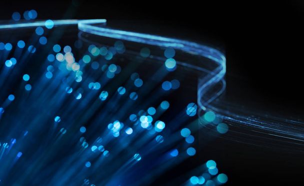 Optik fiber ışık ile soyut mavi internet arka plan. - Fotoğraf, Görsel