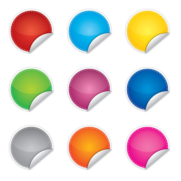 Preço, promoção ou bestseller vetor adesivos em branco com cores diferentes
 - Vetor, Imagem