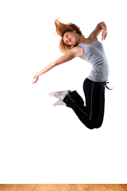 Jumping woman modern sport ballet dancer - Фото, зображення
