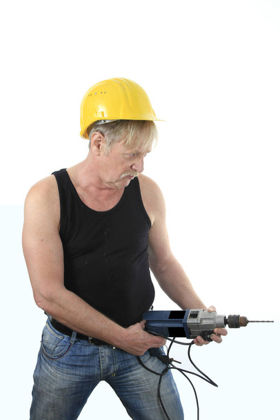 construction worker with drill - 写真・画像