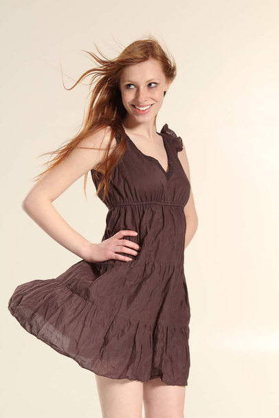 woman in brown dress - Photo, Image