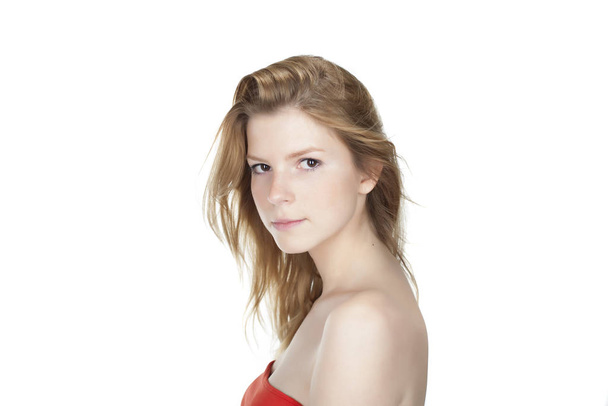 isolated portrait of a young beautiful blond woman - Fotó, kép
