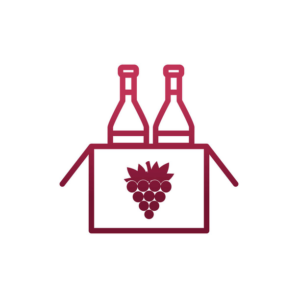 Botellas de vino aisladas dentro de diseño de vectores de caja
 - Vector, imagen