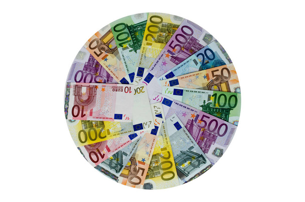banknotes in a pie chart - 写真・画像