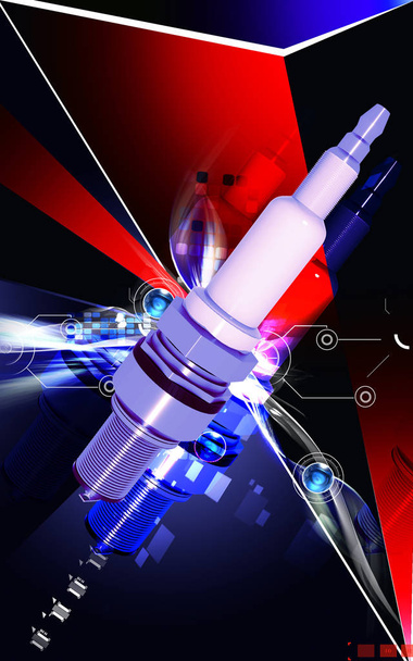 Digital illustration of Spark plug in colour background 	 - Φωτογραφία, εικόνα