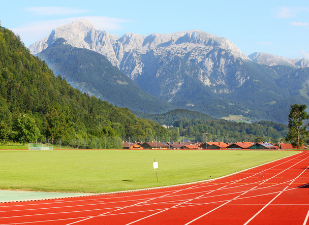 Running track under Berchtesgaden Alps. - Photo, Image