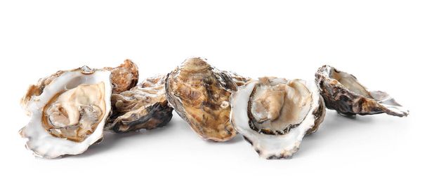 Tasty oysters on white background - Photo, Image