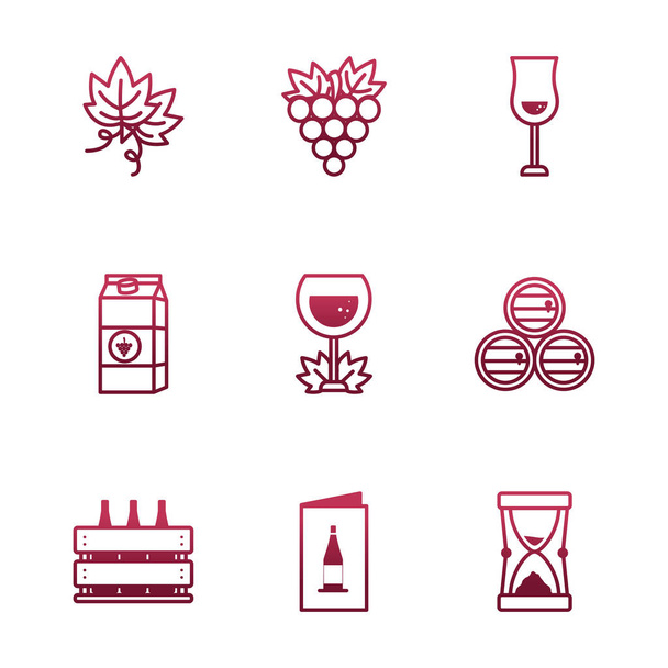 Izolovaný design vektoru sady ikon vína - Vektor, obrázek