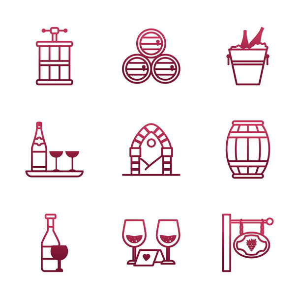 Isolated wine icon set vector design - Vector, Image