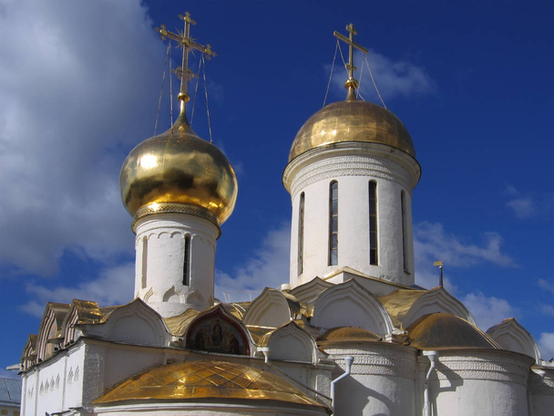 Domes of christian church on a background of the cloudy sky - Фото, зображення