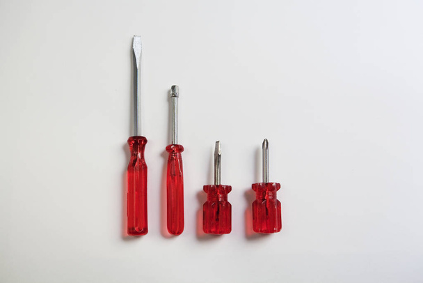 Set of screwdrivers on a white background - Фото, изображение