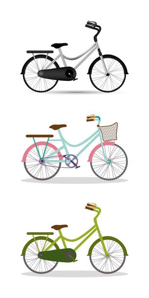 ピンクとグリーンのバイクセットベクトルデザインのグレーブルー - ベクター画像